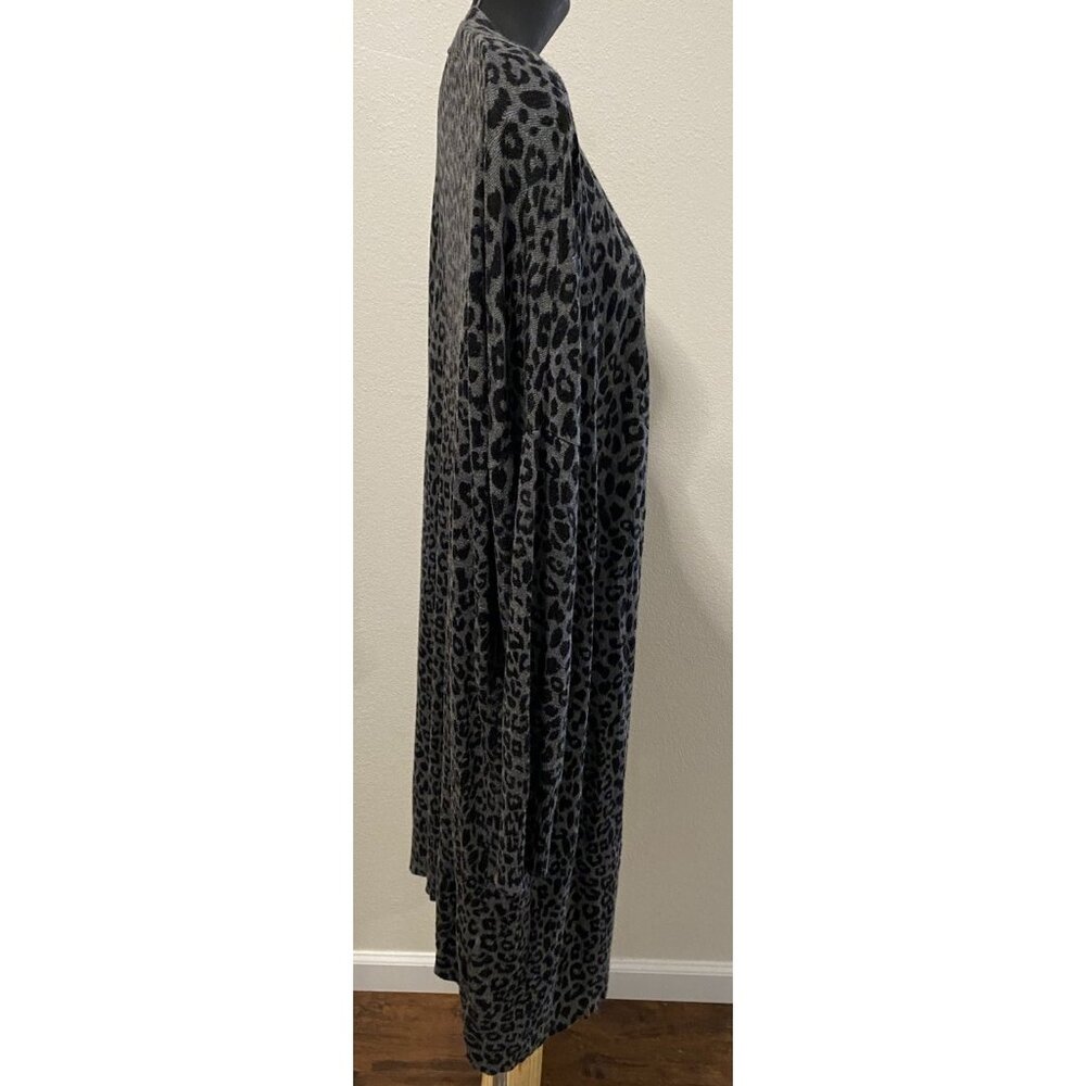Terra & Sky Womens 2 XL Sweater Long 3/4 Sleeve Leopard Print Open - Picture 7 of 11
